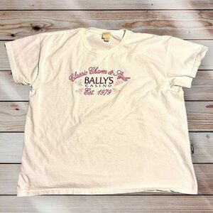 Bally's Casino Las Vegas T-Shirt White 2XL 100% Cotton GREAT Unique RARE